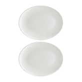 Bonna China Loop 12.25" x 9.5" x h:1" Oval Warm White Porcelain Platter (Set of 2)